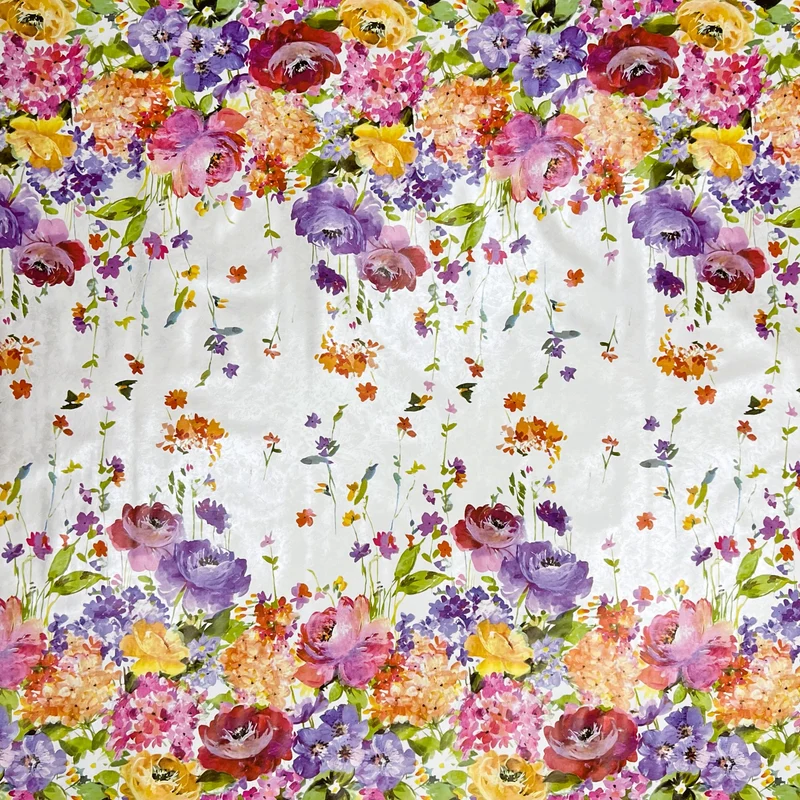 Wachstuch Tischdecke B8998-01 Mohn Blumen Blüten Bordürenmuster eckig rund oval