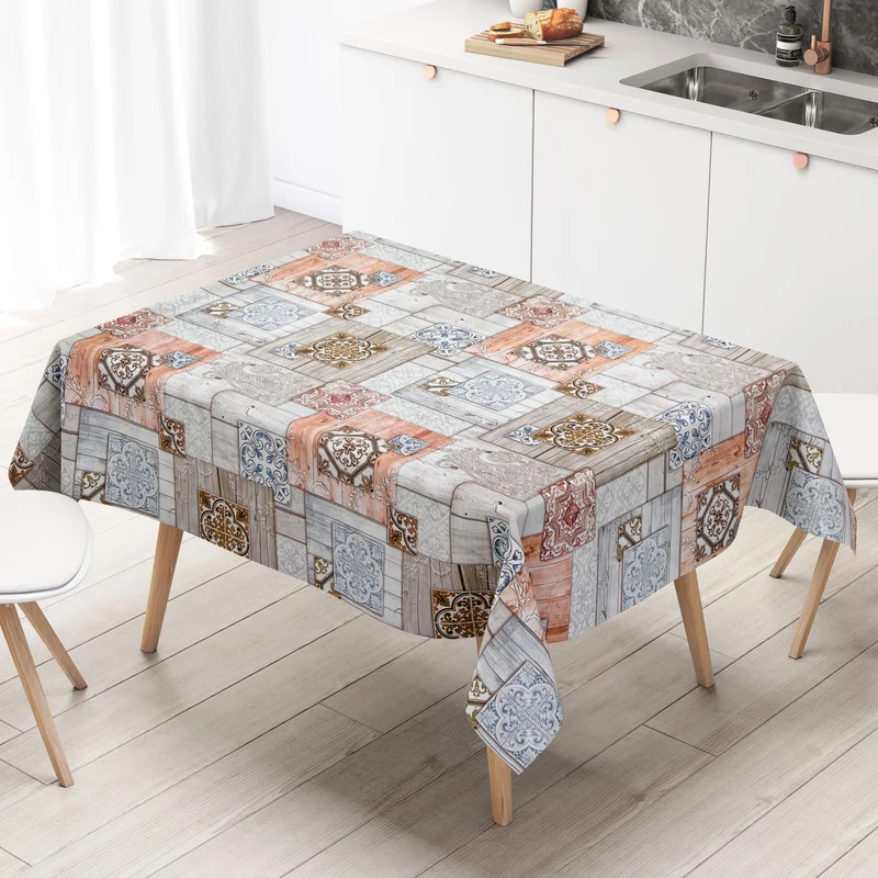 Wachstuch Tischdecke B5004-01 Holz Alm Mosaik Fliese eckig rund oval
