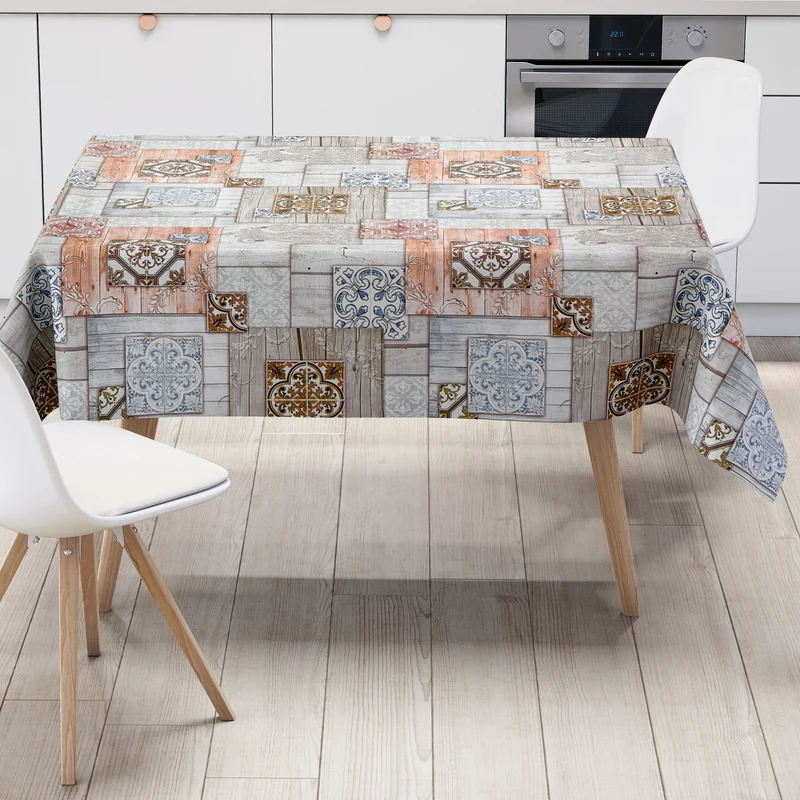 Wachstuch Tischdecke B5004-01 Holz Alm Mosaik Fliese eckig rund oval