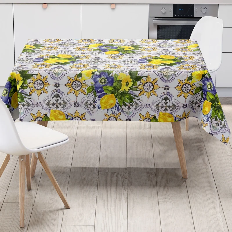 Wachstuch Tischdecke B3894-01 Mosaik Fliesen Blüten eckig rund oval