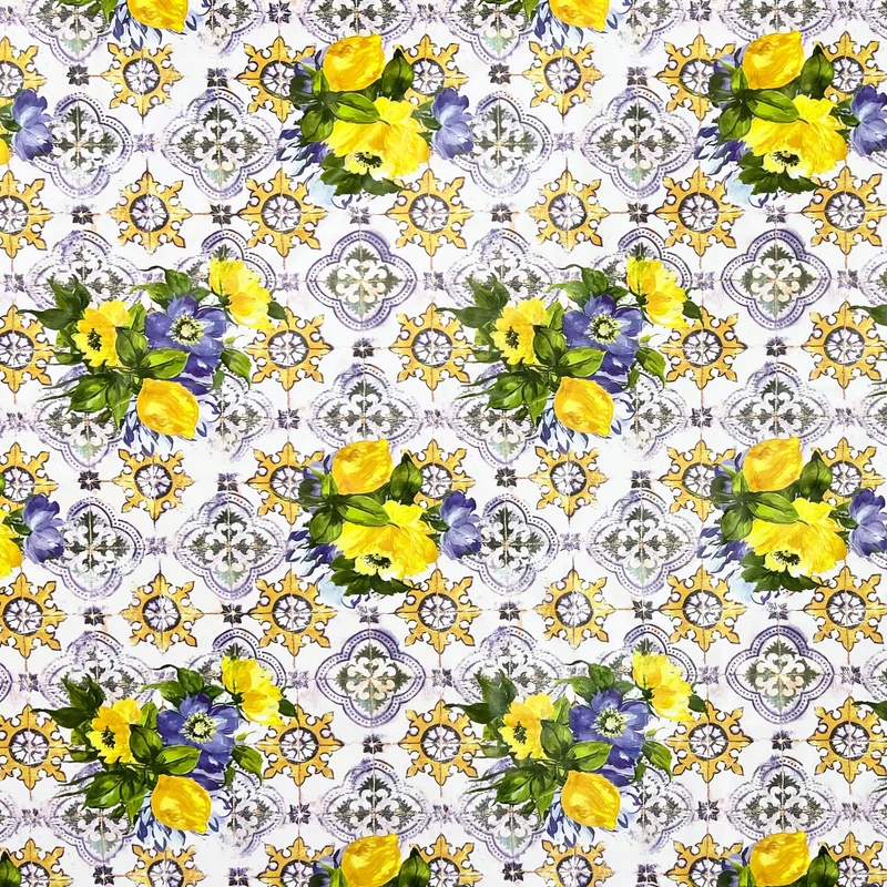 Wachstuch Tischdecke B3894-01 Mosaik Fliesen Blüten eckig rund oval