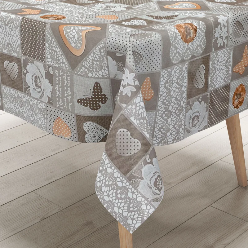 Wachstuch Tischdecke B3000-01 Herzen Schmetterlinge Blumen eckig rund oval
