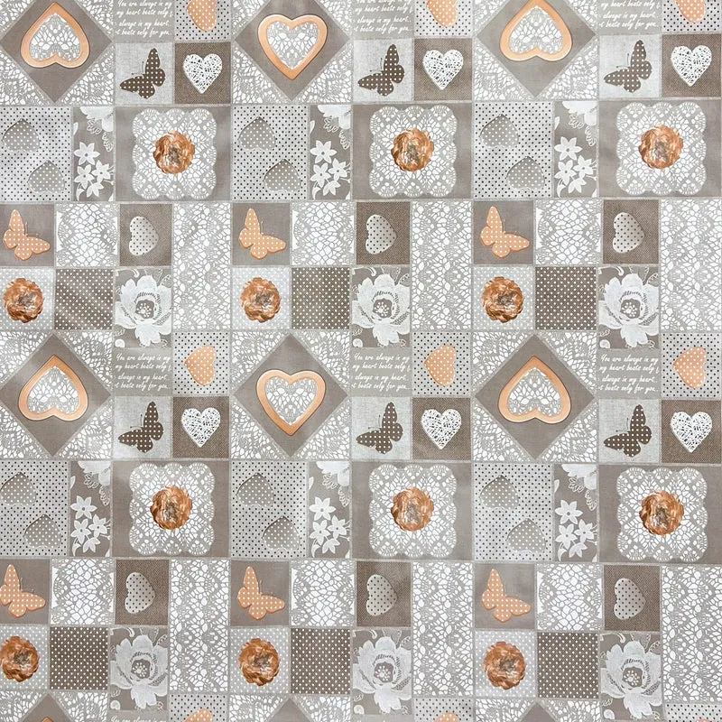 Wachstuch Tischdecke B3000-01 Herzen Schmetterlinge Blumen eckig rund oval
