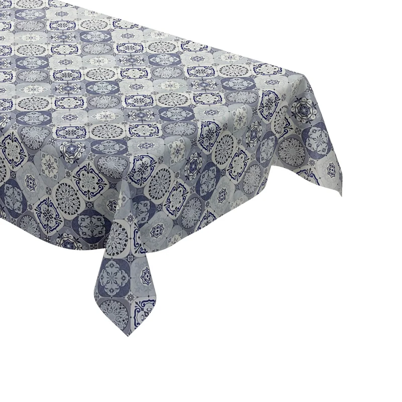 Wachstuch Tischdecke 01633-04 hellblau Fliesen Mosaik mediterran eckig rund oval Meterware