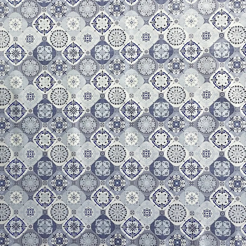 Wachstuch Tischdecke 01633-04 hellblau Fliesen Mosaik mediterran eckig rund oval Meterware