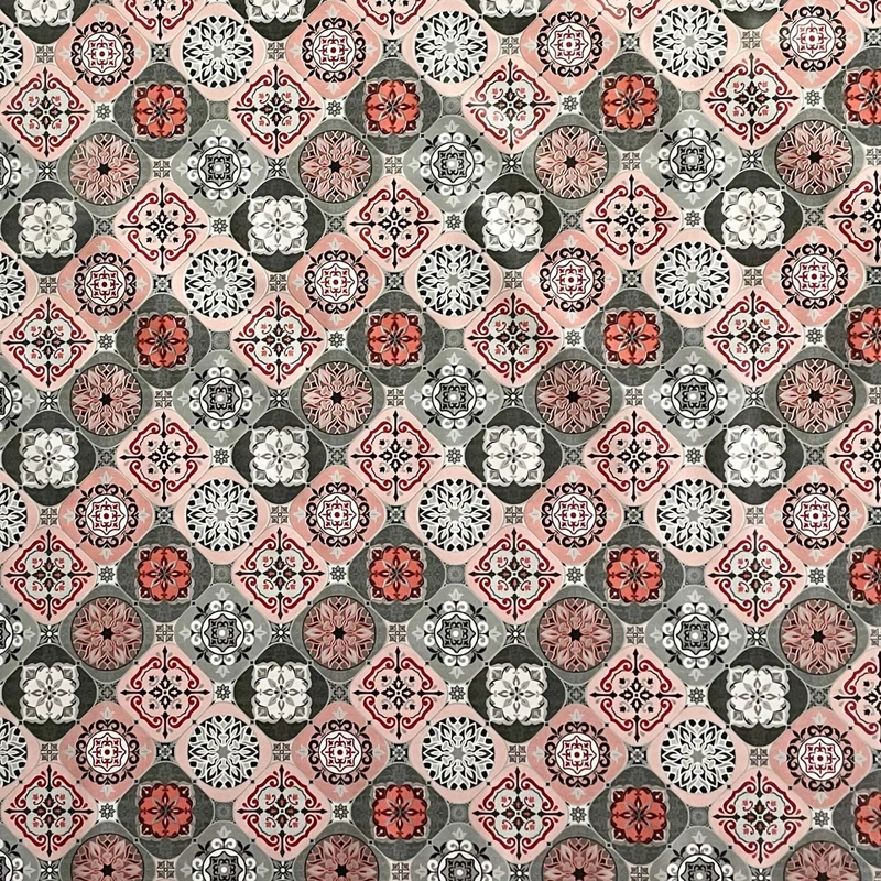 Wachstuch Tischdecke 01633-05 rot grau Fliesen Mosaik mediterran eckig rund oval Meterware