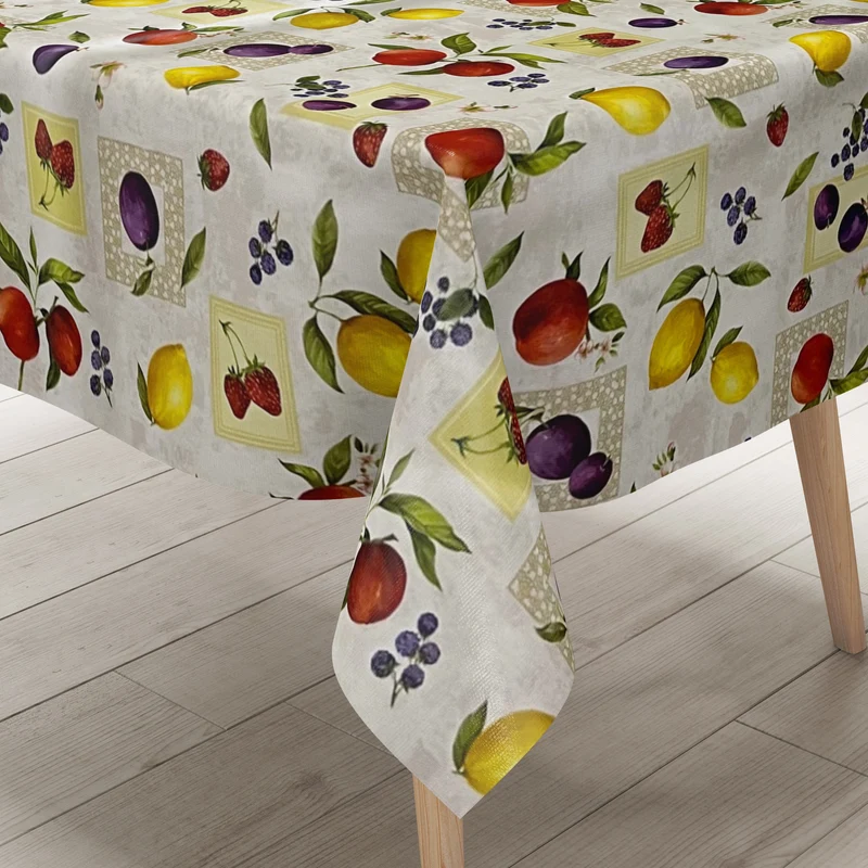 Wachstuch Tischdecke 01562-01 Früchte Küche Sommer Garten eckig rund oval Wunschmaß Wachstuchdecke
