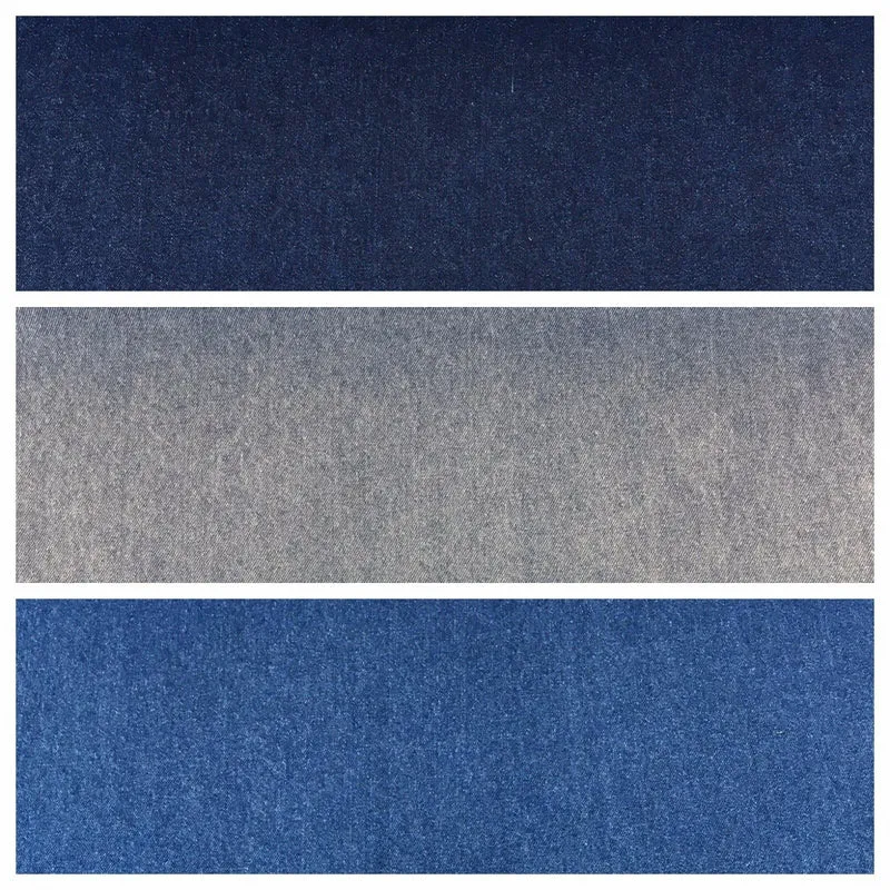 8oz Washed Denim Light-Medium-Dark Blue Fabric 100% Cotton 58" Wide M614 Mtex