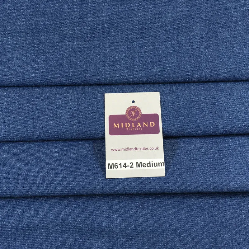 8oz Washed Denim Light-Medium-Dark Blue Fabric 100% Cotton 58" Wide M614 Mtex