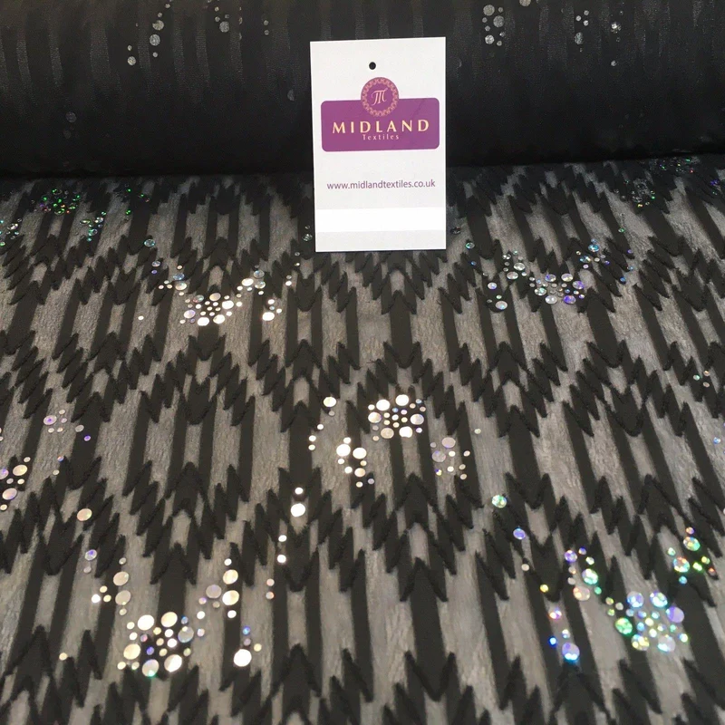 Lightweight Uragiri Chiffon with Hologram sequins fabric 55" M752 Mtex