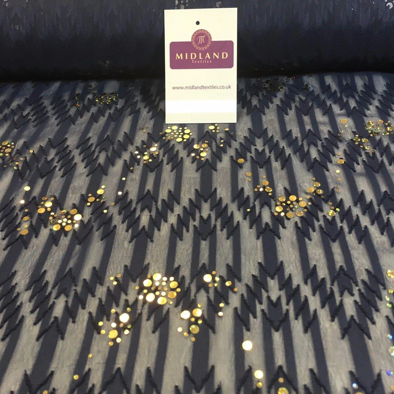 Lightweight Uragiri Chiffon with Hologram sequins fabric 55" M752 Mtex