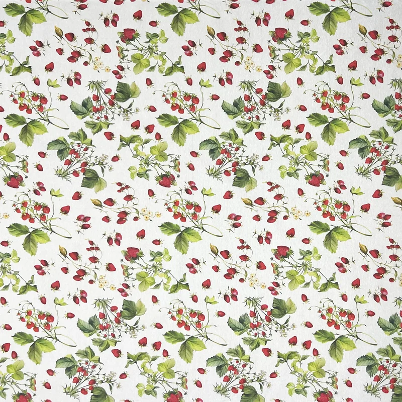 Jacquard Tischdecke aus beschichteter Baumwolle mit Fleckenschutz FRAGO Erdbeeren eckig rund oval