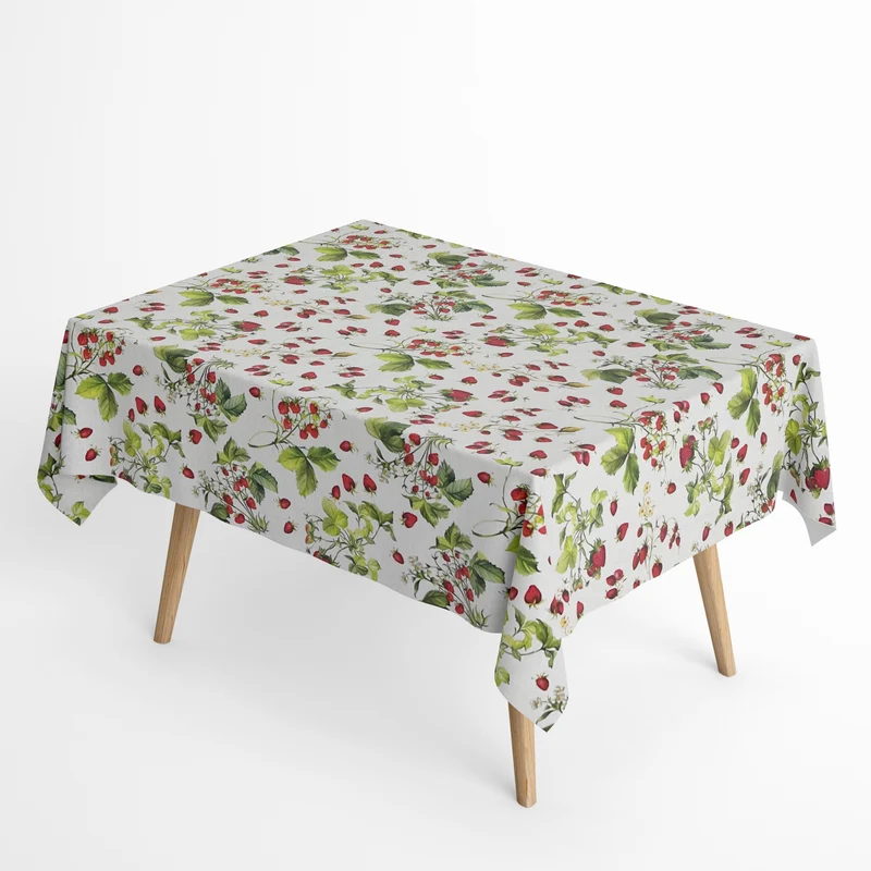 Jacquard Tischdecke aus beschichteter Baumwolle mit Fleckenschutz FRAGO Erdbeeren eckig rund oval