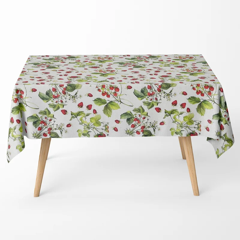 Jacquard Tischdecke aus beschichteter Baumwolle mit Fleckenschutz FRAGO Erdbeeren eckig rund oval