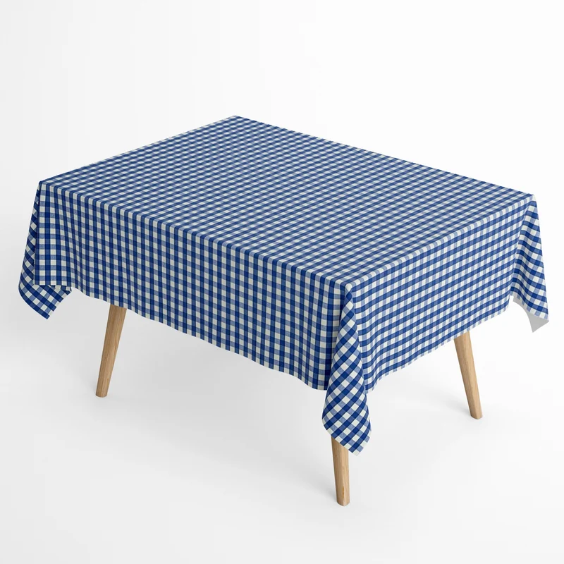 Jacquard Tischdecke aus beschichteter Baumwolle mit Fleckenschutz MENORCA-C602 kariert blau eckig rund oval