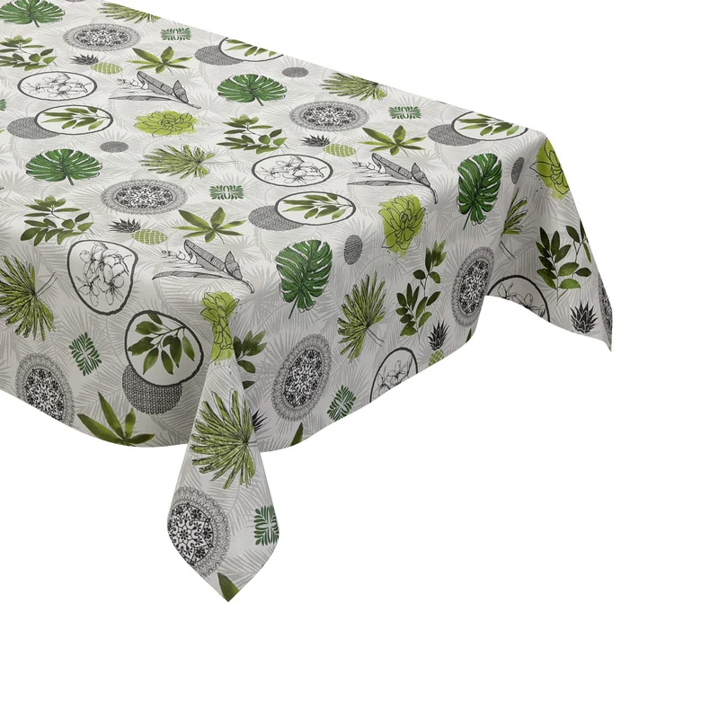 Wachstuch Tischdecke 160 cm Breite Übergröße P1127-1 Dschungel Monstera Palmen eckig rund oval Meterware