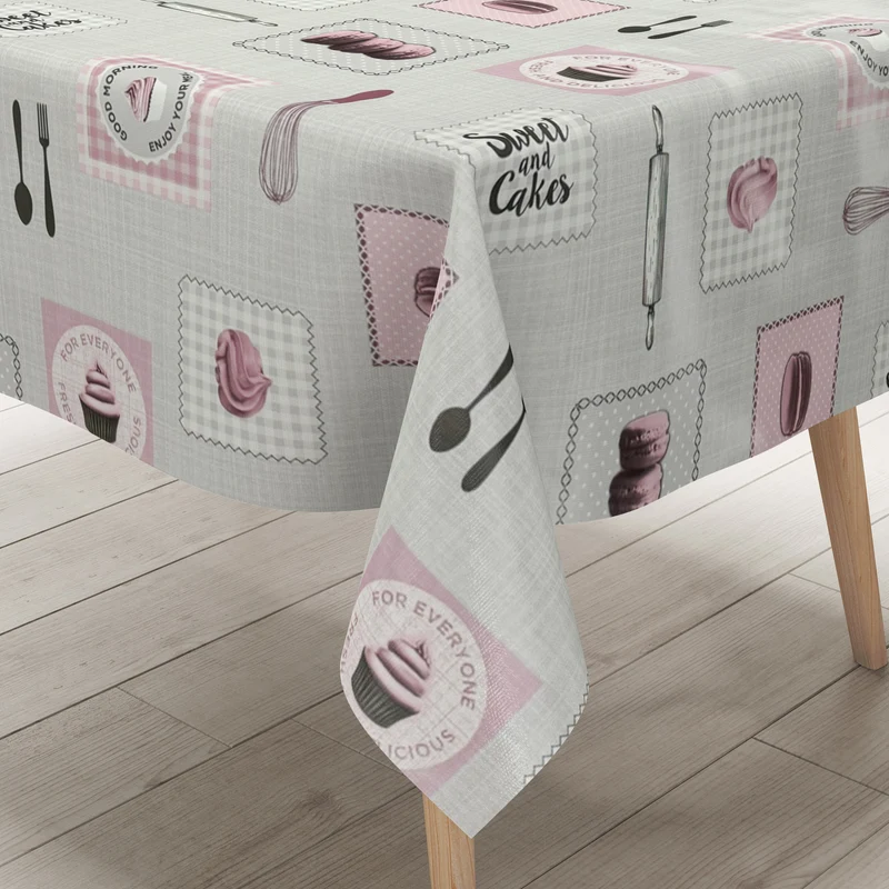 Wachstuch Tischdecke 160 cm Breite Übergröße P8085-1 Cupcake SWEET and Cakes eckig rund oval