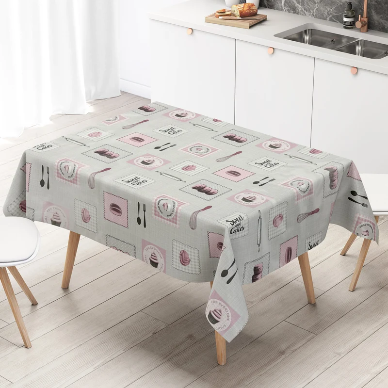 Wachstuch Tischdecke 160 cm Breite Übergröße P8085-1 Cupcake SWEET and Cakes eckig rund oval