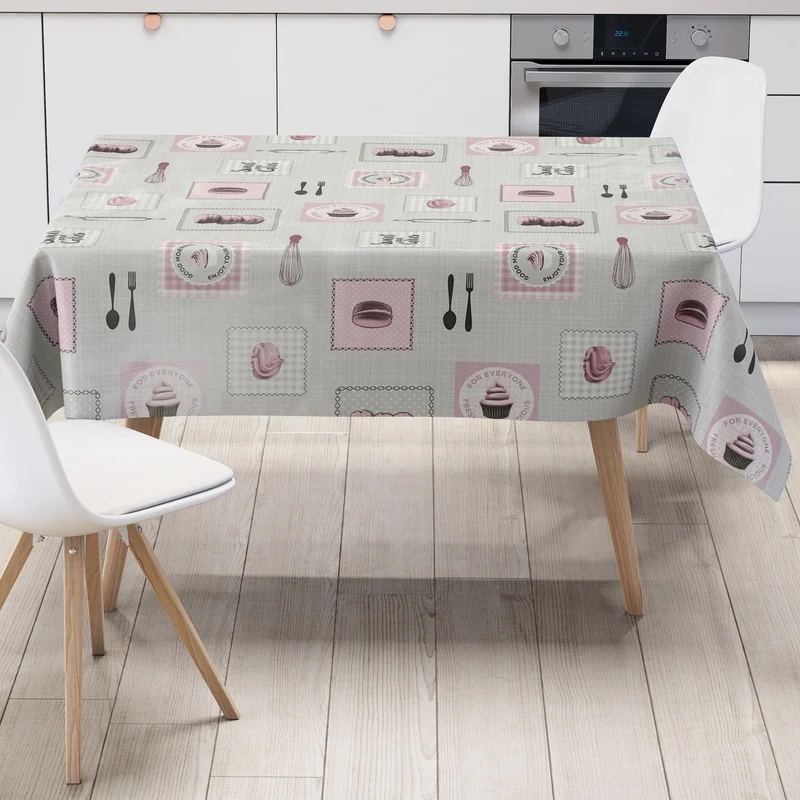 Wachstuch Tischdecke 160 cm Breite Übergröße P8085-1 Cupcake SWEET and Cakes eckig rund oval