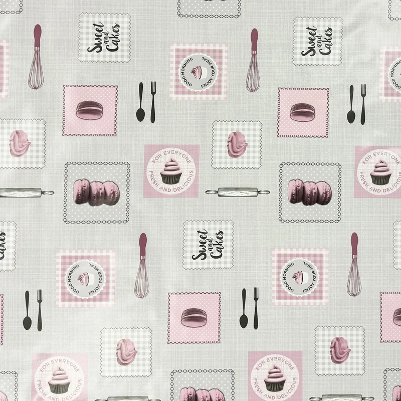 Wachstuch Tischdecke 160 cm Breite Übergröße P8085-1 Cupcake SWEET and Cakes eckig rund oval