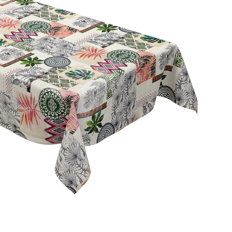 Wachstuch Tischdecke 160 cm Breite Übergröße P8090-1 Hawaii Palmen eckig rund oval