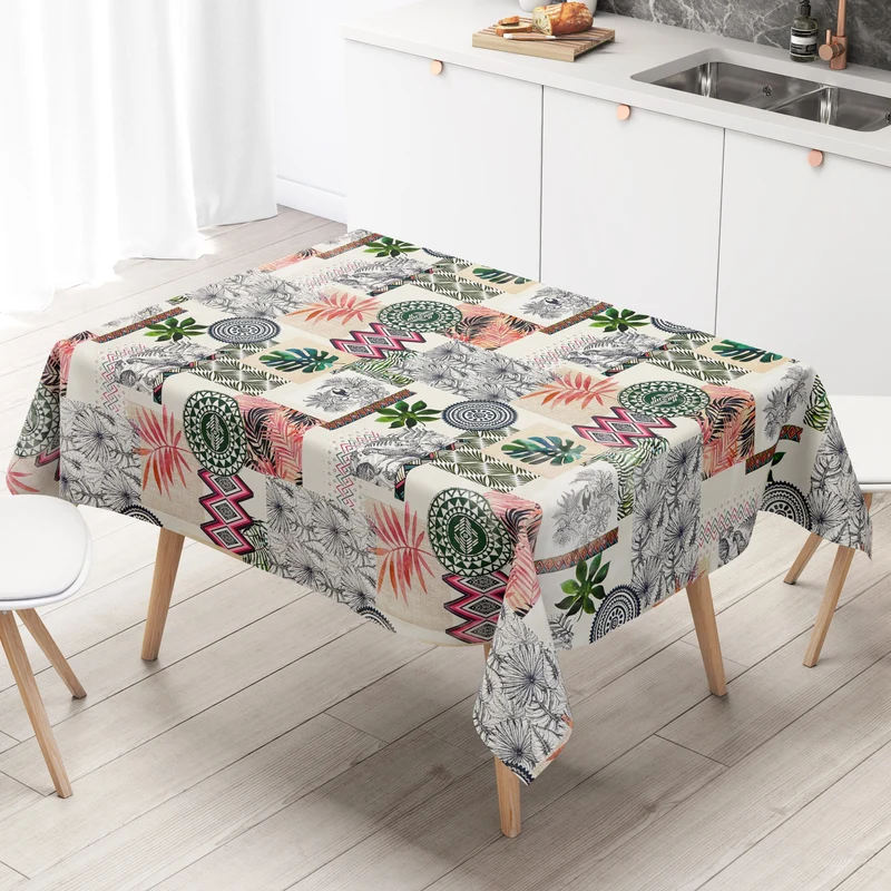 Wachstuch Tischdecke 160 cm Breite Übergröße P8090-1 Hawaii Palmen eckig rund oval