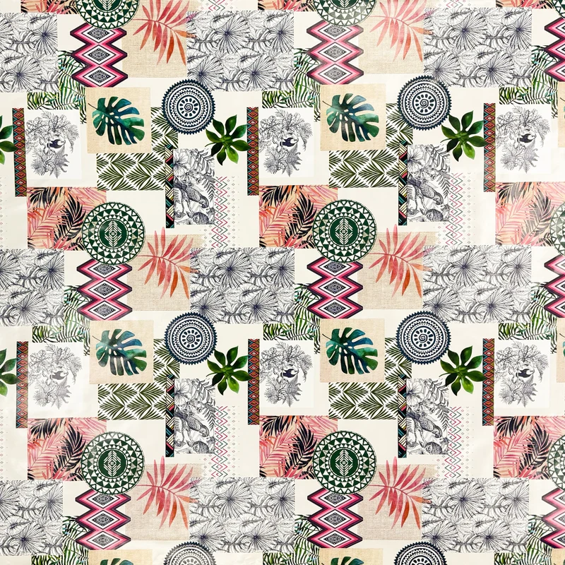 Wachstuch Tischdecke 160 cm Breite Übergröße P8090-1 Hawaii Palmen eckig rund oval