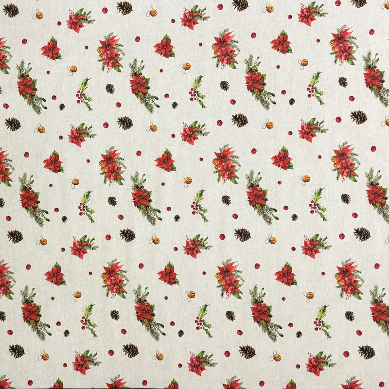 Jacquard Tischdecke aus beschichteter Baumwolle mit Fleckenschutz NAZA Weihnachten Weihnachtsstern eckig rund oval