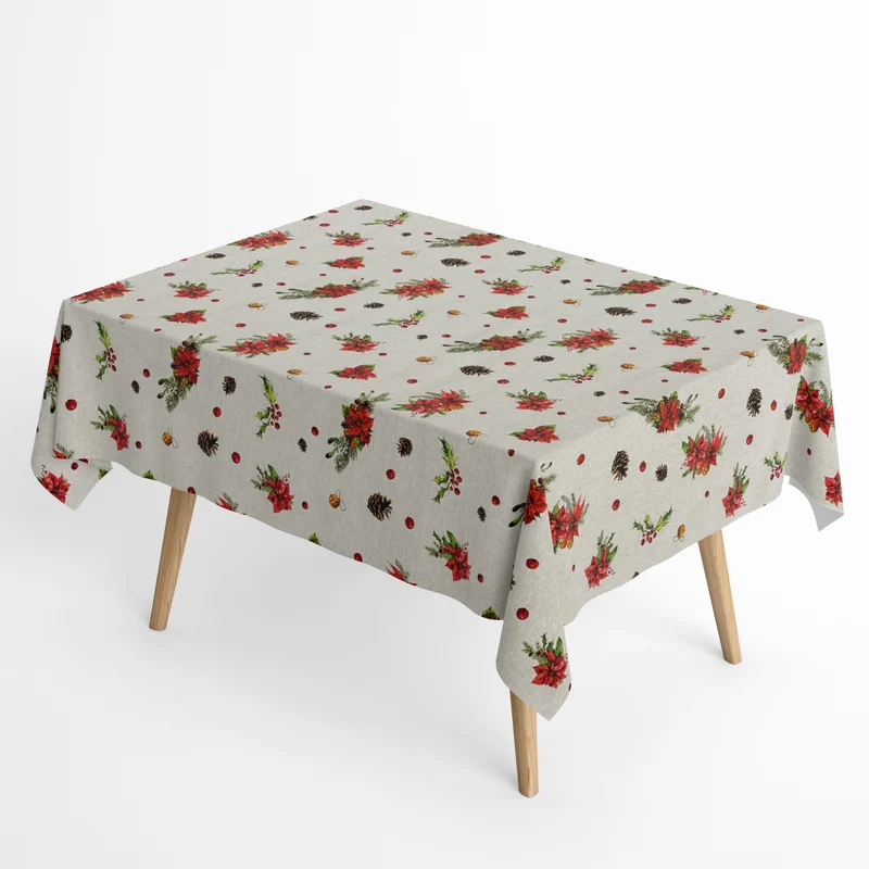 Jacquard Tischdecke aus beschichteter Baumwolle mit Fleckenschutz NAZA Weihnachten Weihnachtsstern eckig rund oval