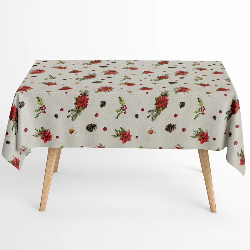 Jacquard Tischdecke aus beschichteter Baumwolle mit Fleckenschutz NAZA Weihnachten Weihnachtsstern eckig rund oval