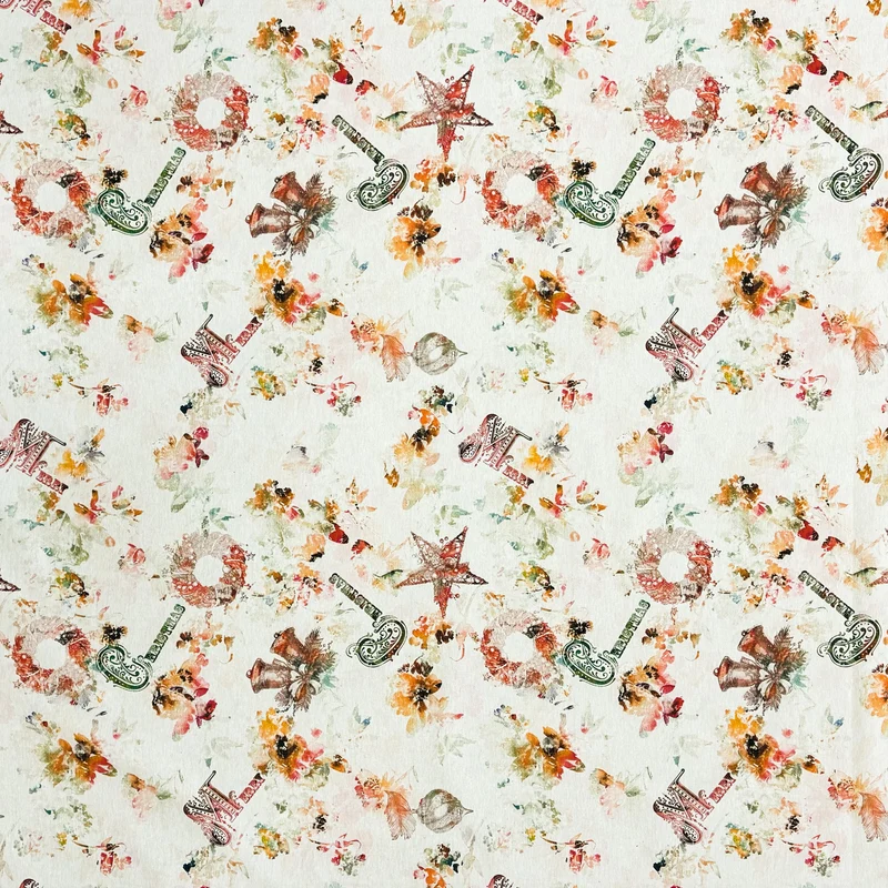 Jacquard Tischdecke aus beschichteter Baumwolle mit Fleckenschutz MARILIA Weihnachten MERRY CHRISTMAS