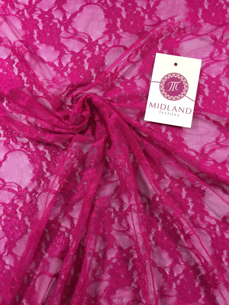 Floral Cersie Pink Lace Mesh Semi Transparent Dress fabric 58" Wide M186-17 Mtex