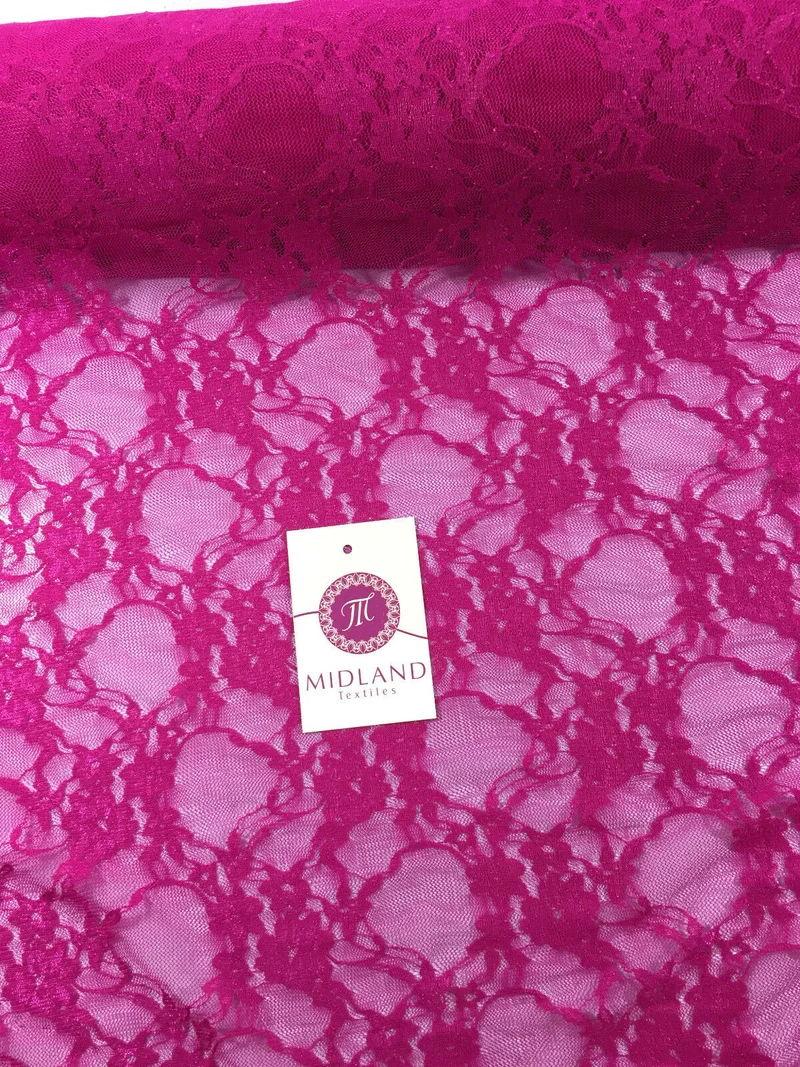 Floral Cersie Pink Lace Mesh Semi Transparent Dress fabric 58" Wide M186-17 Mtex