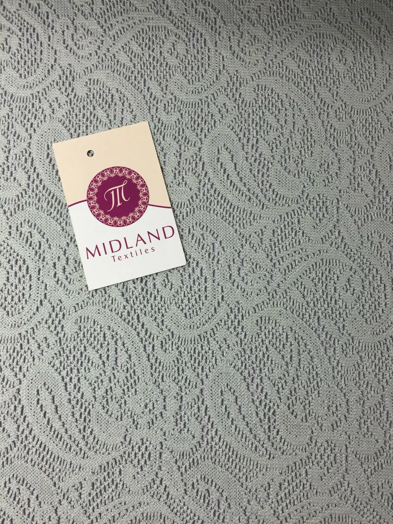 Floral Paisley Soft Lace Mesh Crochet Semi Transparent Dress Fabric 58" Mtex