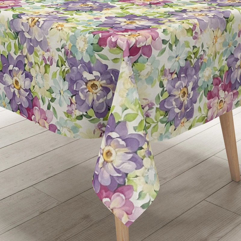 Wachstuch Tischdecke 01132-01 bunte Blüten Blumen floral eckig rund oval