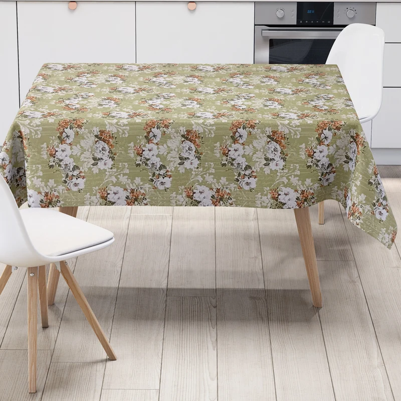 Wachstuch Tischdecke 01539-03 Rosen Blüten auf hellgrün Küche eckig rund oval