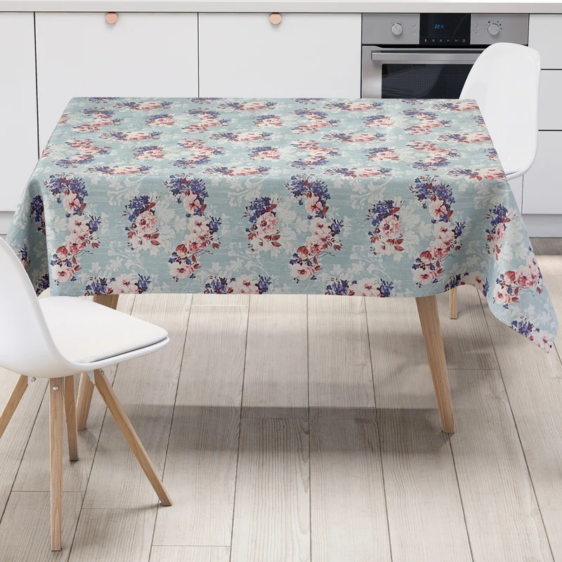 Wachstuch Tischdecke 01539-06 Rosen Blüten auf hellblau Küche eckig rund oval