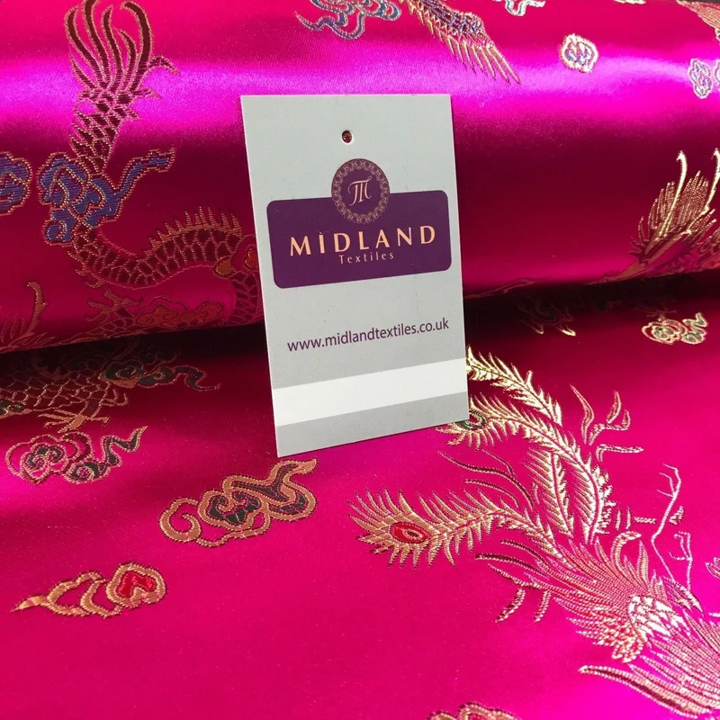 Chinese Oriental Dragon Silky Satin Brocade Dress Fabric 45" Wide M797