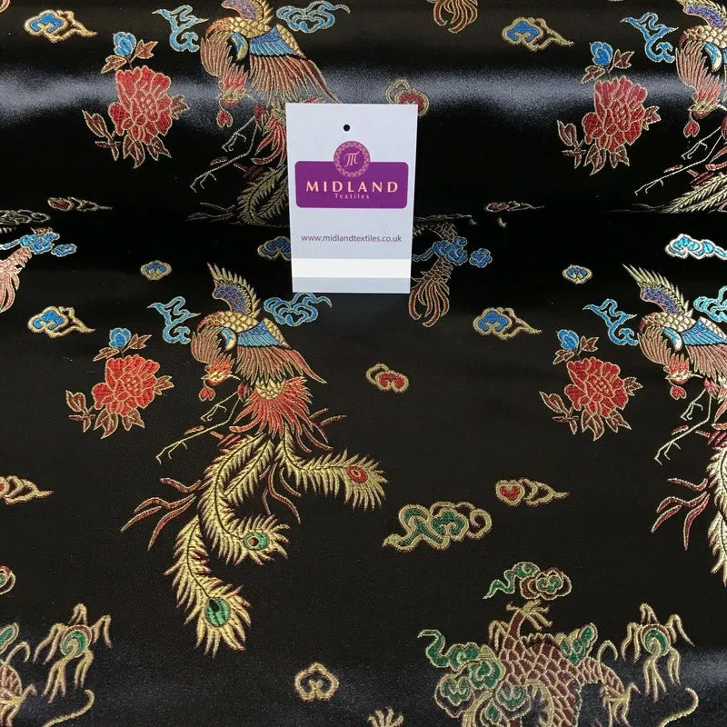 Chinese Oriental Dragon Silky Satin Brocade Dress Fabric 45" Wide M797