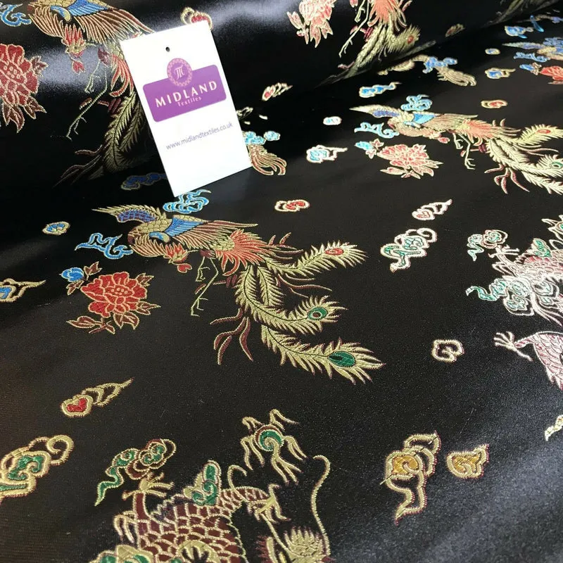 Chinese Oriental Dragon Silky Satin Brocade Dress Fabric 45" Wide M797