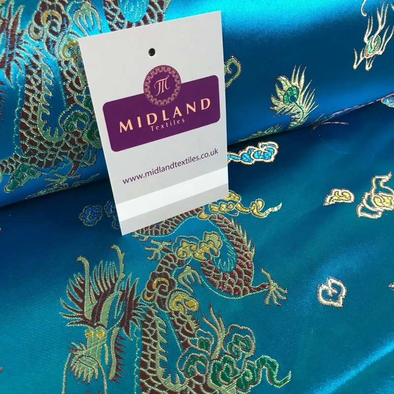 Chinese Oriental Dragon Silky Satin Brocade Dress Fabric 45" Wide M797