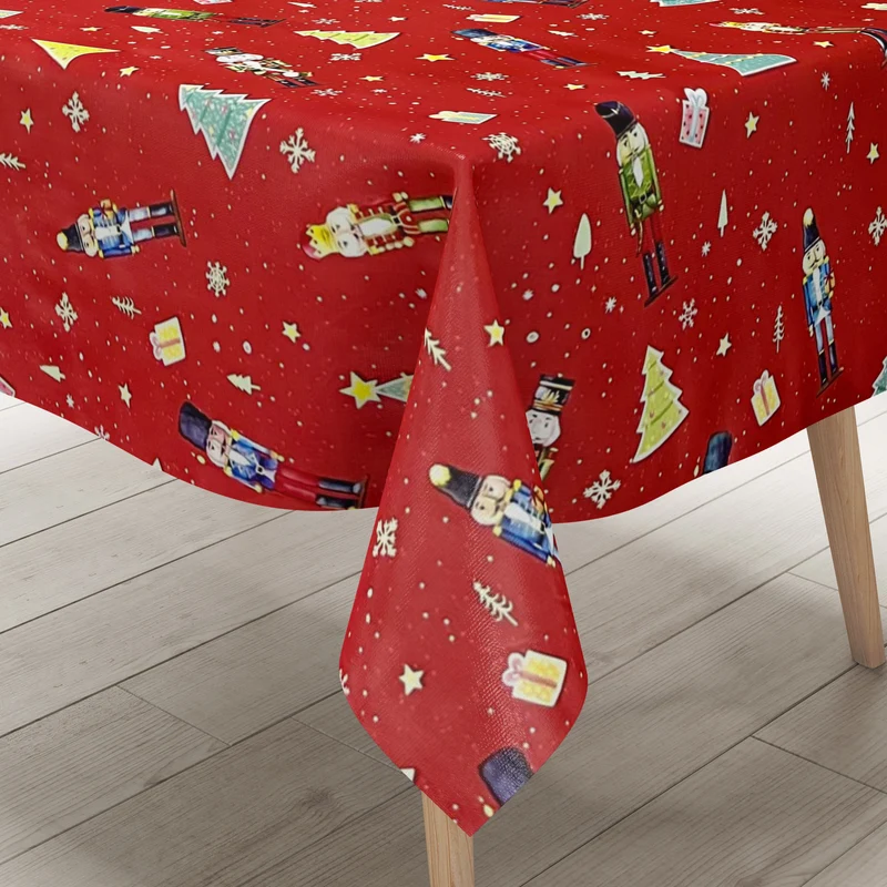 Wachstuch Tischdecke P1201-1 rot Weihnachten Advent Nussknacker Erzgebirge eckig rund oval