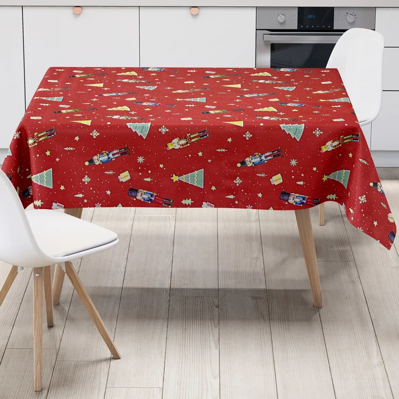 Wachstuch Tischdecke P1201-1 rot Weihnachten Advent Nussknacker Erzgebirge eckig rund oval