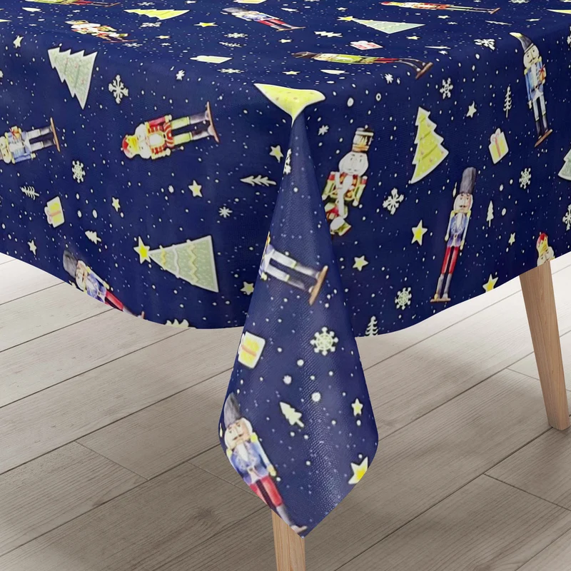 Wachstuch Tischdecke P1201-2 blau Weihnachten Advent Nussknacker Erzgebirge eckig rund oval