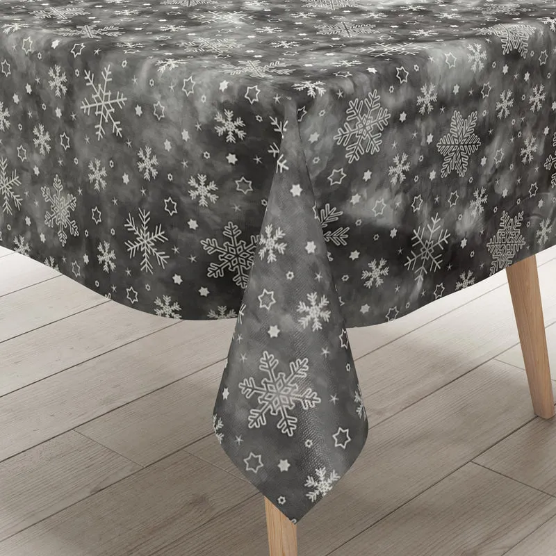 Wachstuch Tischdecke 01730-01 grau Schneeflocken Weihnachten Winter eckig rund oval