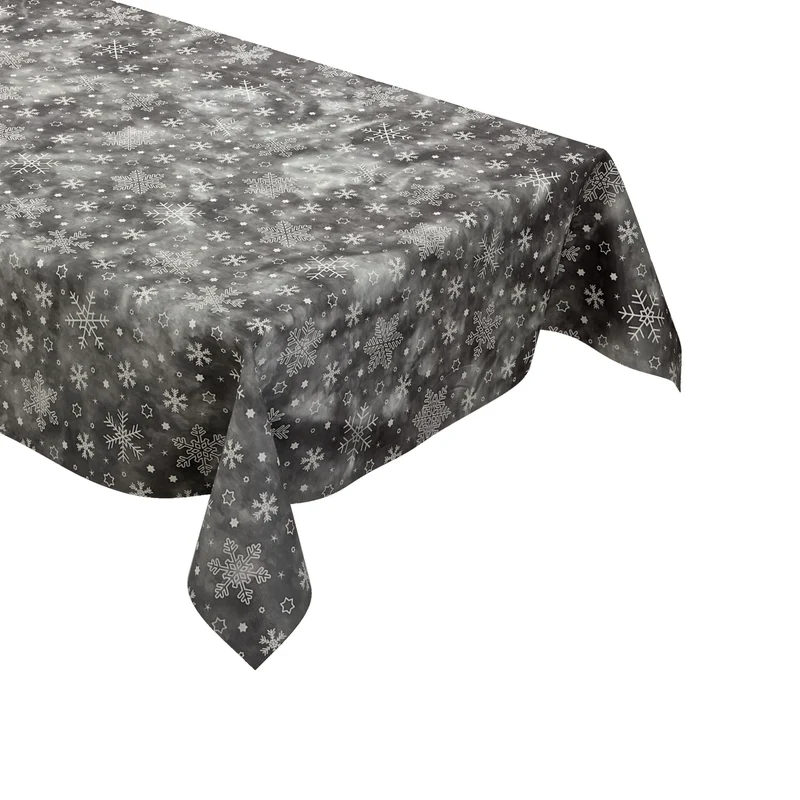 Wachstuch Tischdecke 01730-01 grau Schneeflocken Weihnachten Winter eckig rund oval