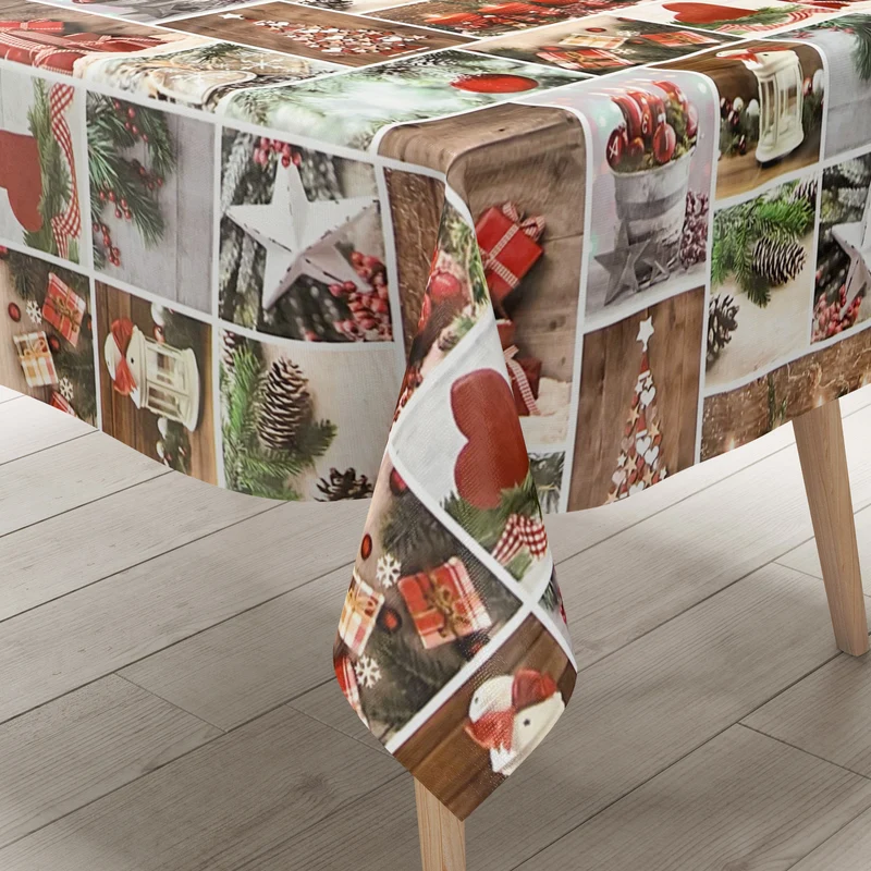 Wachstuch Tischdecke 06333-01 Weihnachten Advent Holz Kerzen Schnee eckig rund oval