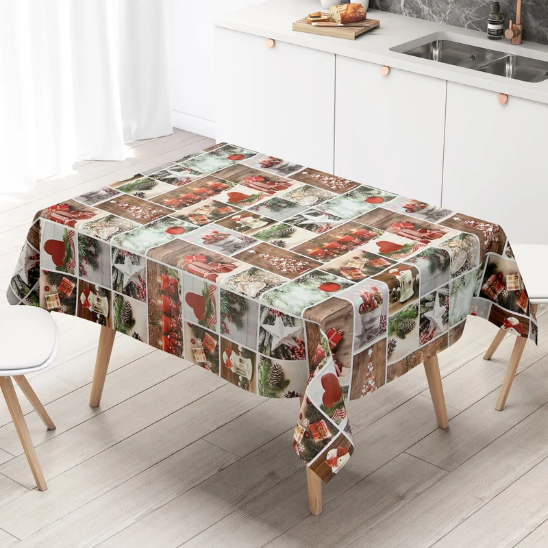 Wachstuch Tischdecke 06333-01 Weihnachten Advent Holz Kerzen Schnee eckig rund oval