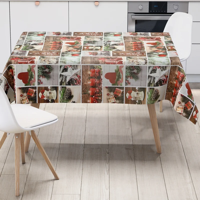 Wachstuch Tischdecke 06333-01 Weihnachten Advent Holz Kerzen Schnee eckig rund oval