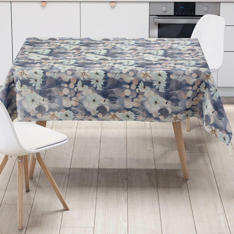 Wachstuch Tischdecke 35906 DN60 Modern Kugeln Kreise Blüten eckig rund oval